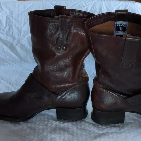 Frye boots Martina Engineer Short dark brown heeled Boot 8.5 - Picture 10 of 14